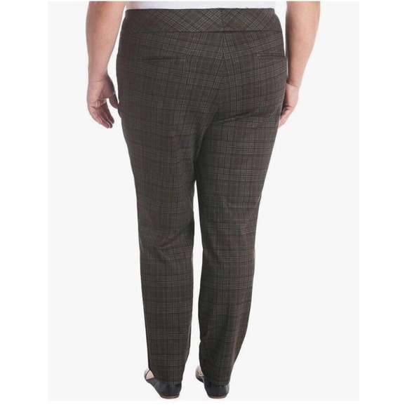 Dalia Black Plaid Pull-On Women's Ponte Pant 4-Way Stretch Fabric New - Picture 1 of 11